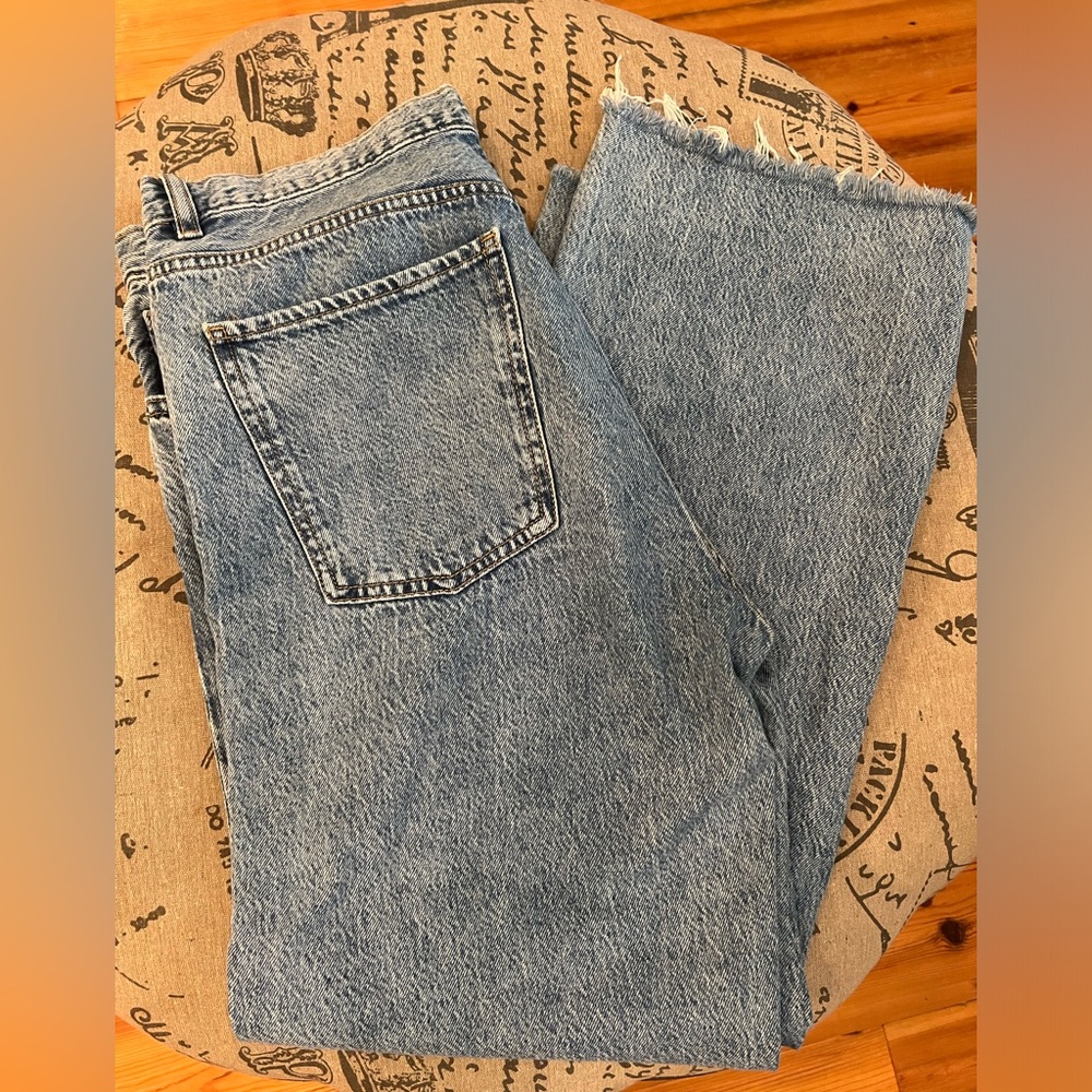 Mango size 12, frayed hem jeans.